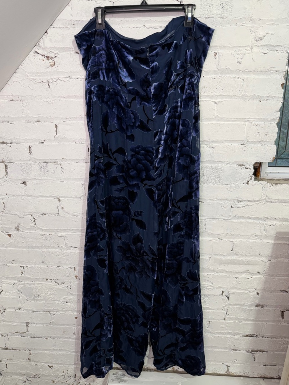 Hutch Sonnie Wide Leg Jumpsuit Floral Blue Velvet Formal Strapless Corset Sz 16 - Picture 6 of 11